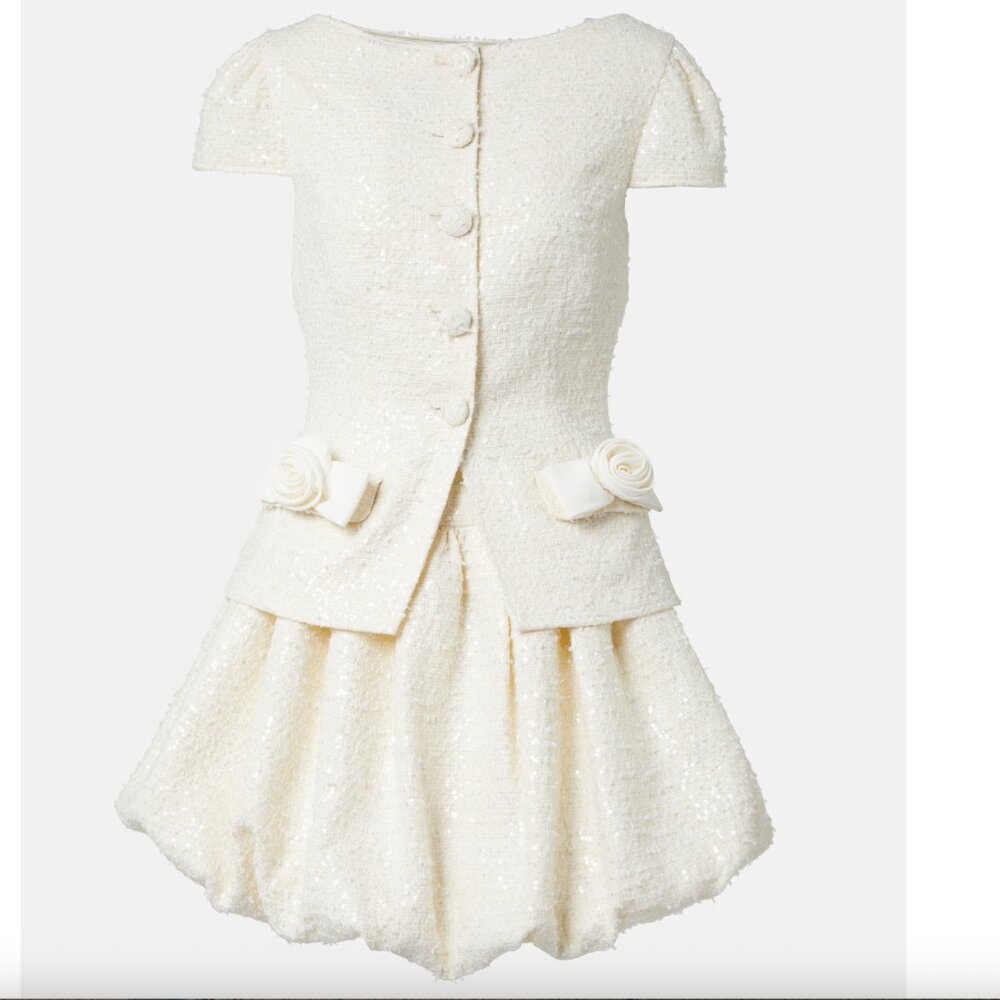 Self-Portrait Boucle Bow Detail Mini Dress (BRIDAL) Size 4